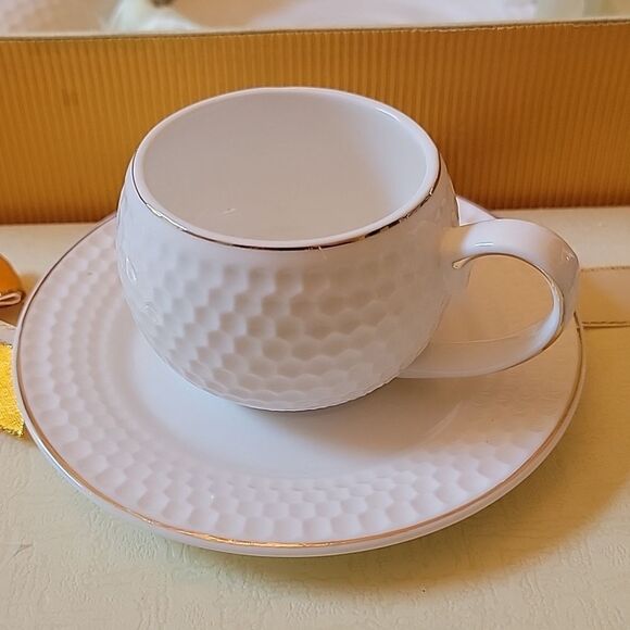 Ceramic Coffee cups set of 6 white and gold NWT 🤍 - Picture 2 of 6